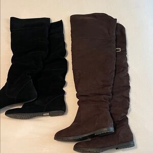 Women's Black and Brown Over-the-Knee Boots sz 7 and 7.5